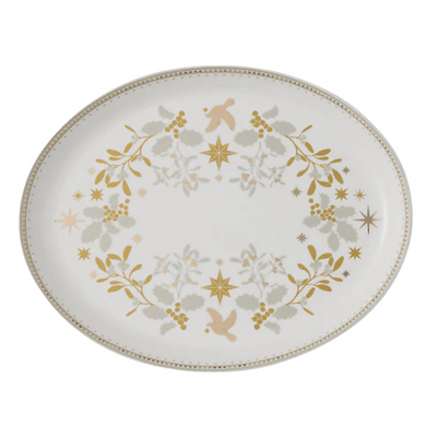 White Festive Round Platter