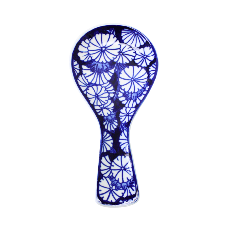 White & Blue Flowers Spoon Rest
