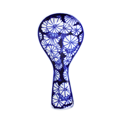 White & Blue Flowers Spoon Rest
