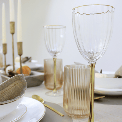 Gold Rim Optic Wine Glasses - Set of 2