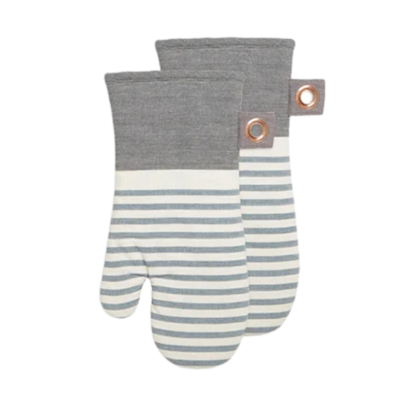 Blue Urban Stripe Oven Mitts - Set of 2