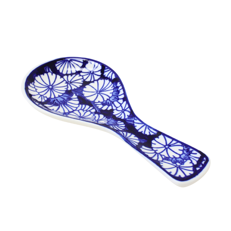 White & Blue Flowers Spoon Rest