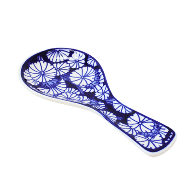 White & Blue Flowers Spoon Rest