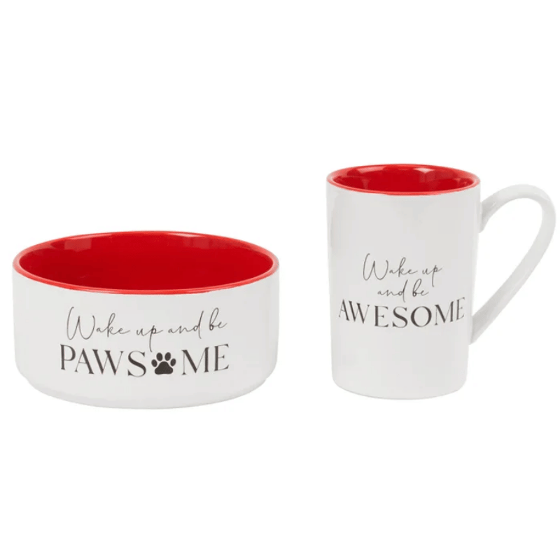 Wake Up And Be Awesome | Pawsome Pet Bowl and Mug Set