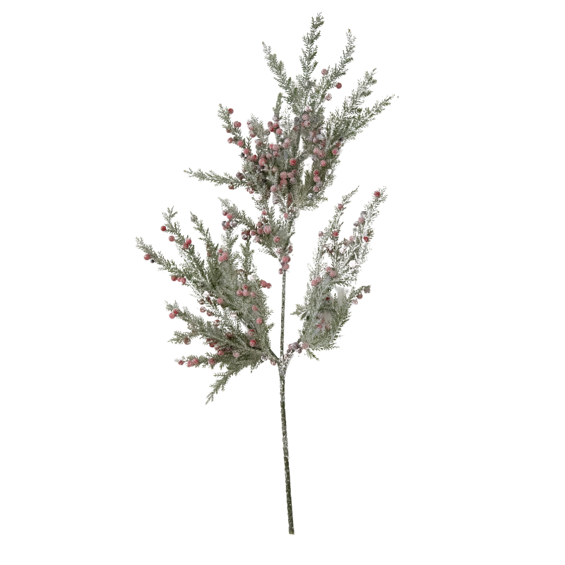 Frosted Cedar & Red Berries Spray