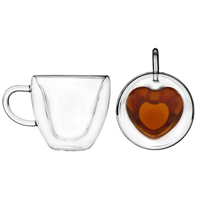 Heart Double Wall Coffee Mug - Set of 2