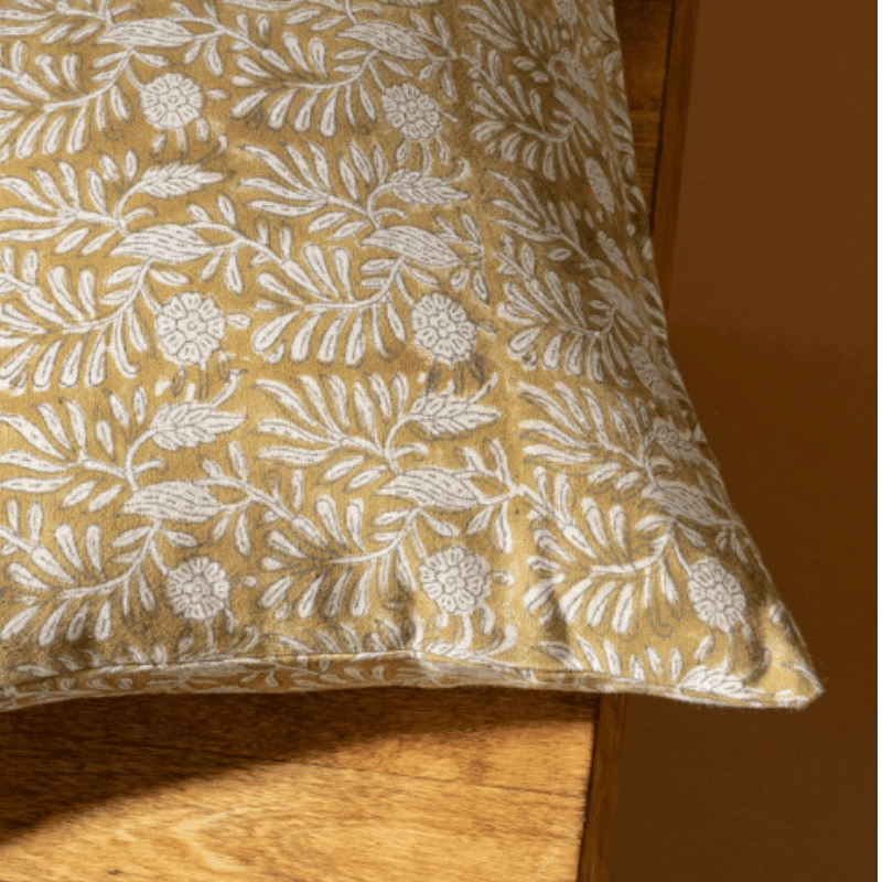 Tulsi Block Print Pillow, Ochre