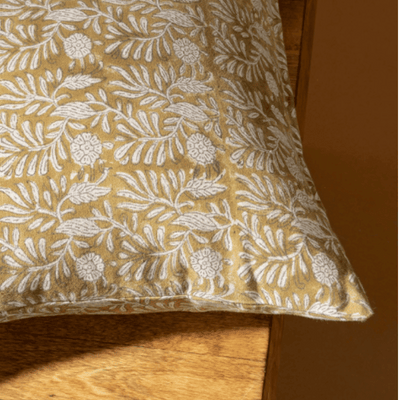 Tulsi Block Print Pillow, Ochre