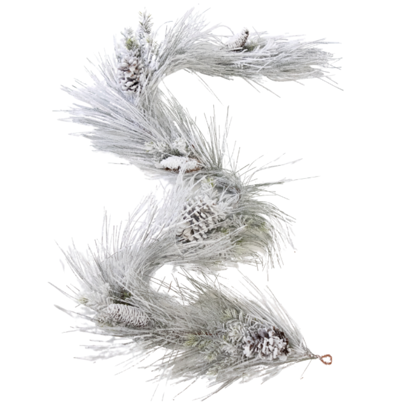 Snowed Mixed Pine Garland with Cones