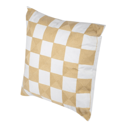 Sand & White Checkered Cushion