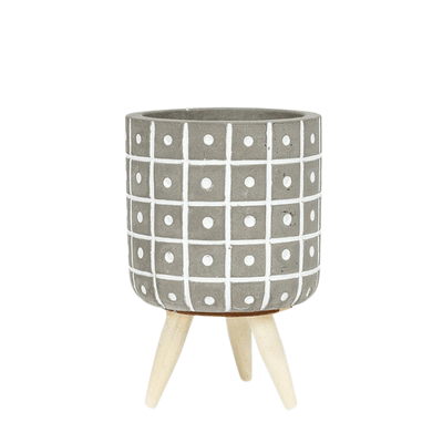 Grey Dot Small Tripod Planter