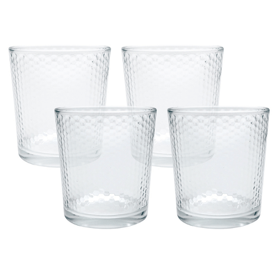 Honeycomb Double Old-Fashion Glasses - Set of 4