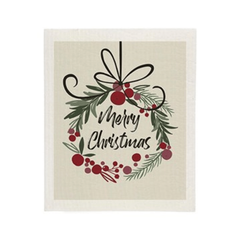 Merry Christmas Wreath Sponge Cloth Multi