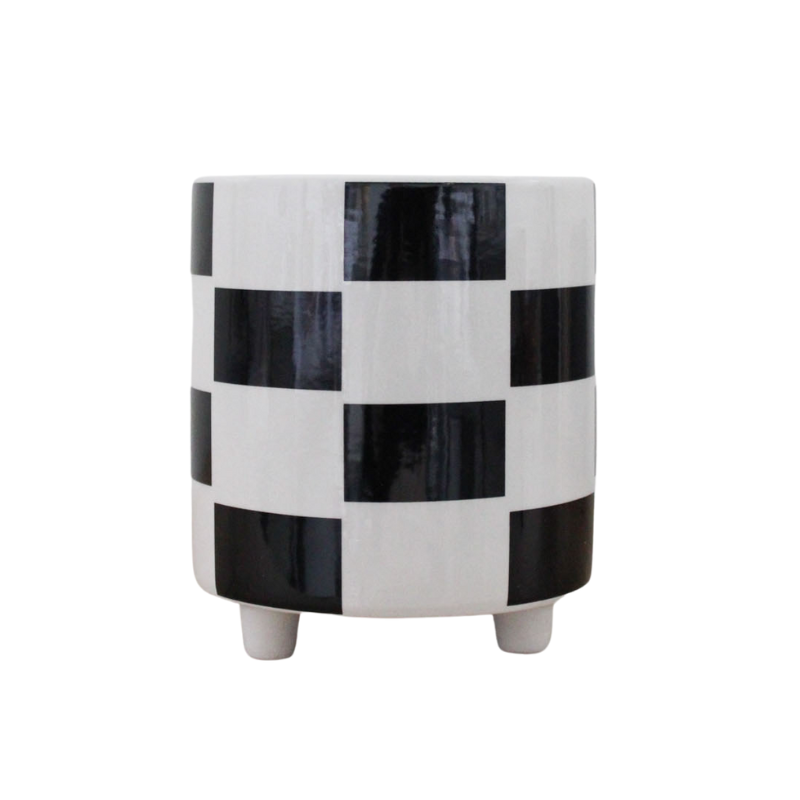 Black & White Checkered Planter