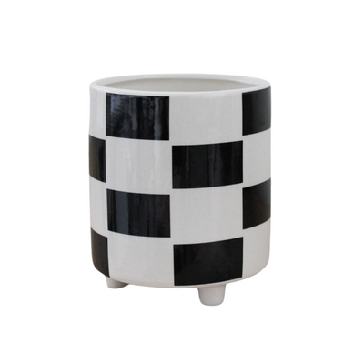 Black & White Checkered Planter