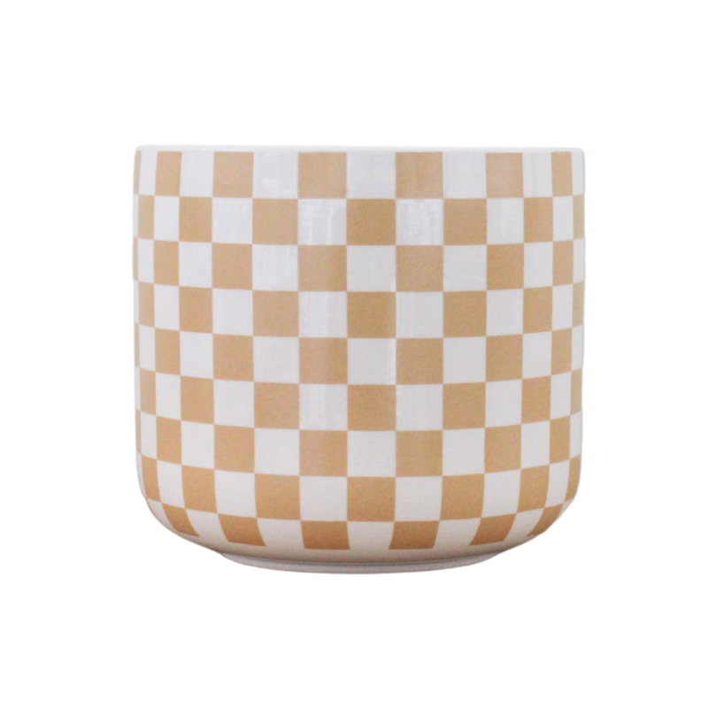 Sand & White Checkered Planter