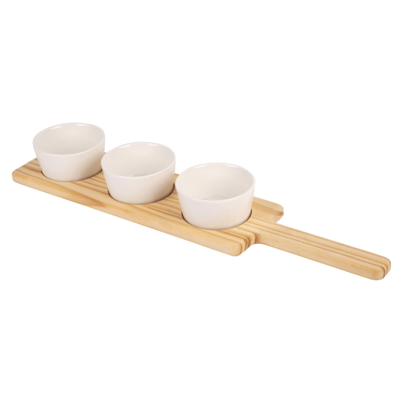 4-Piece White Serving Bowls & Tray