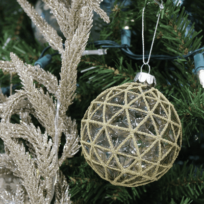Gold Glitter Net Glass Ornament