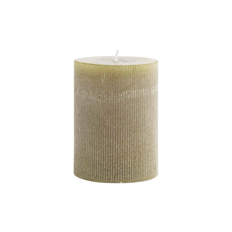 3" x 4" Pleated Pillar Candle, Olive