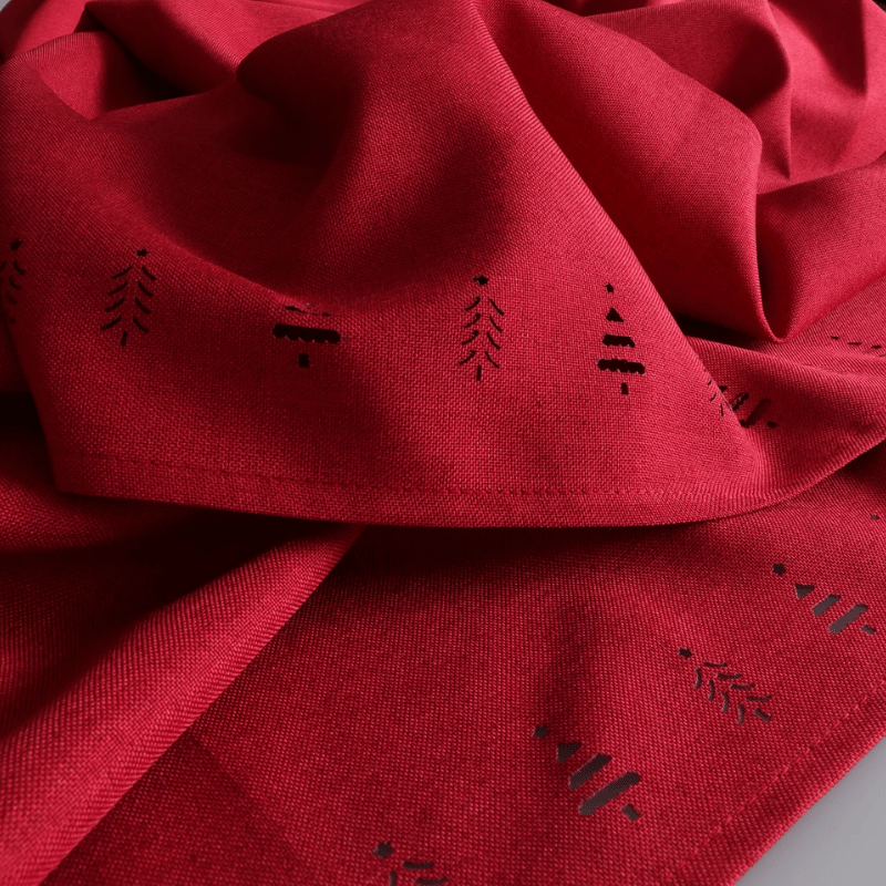 Red Tree Hemstitch Napkin - Set of 4