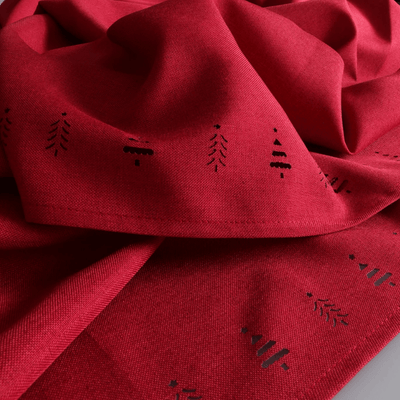 Red Tree Hemstitch Napkin - Set of 4