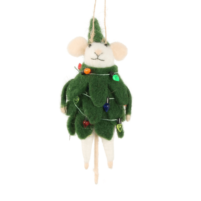 Christmas Tree Felted Mouse Ornament