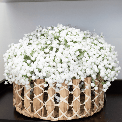 Water Hyacinth Medium Basket with White Trim