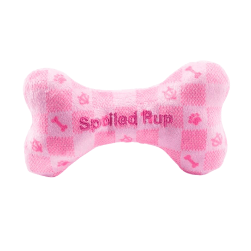 Pink Checkered Chewy Vuitton Bone Small