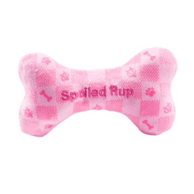 Pink Checkered Chewy Vuitton Bone Small