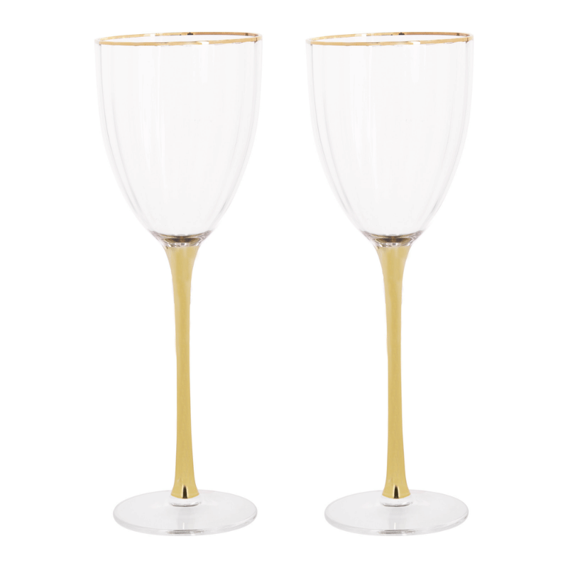 Gold Rim Optic Wine Glasses - Set of 2