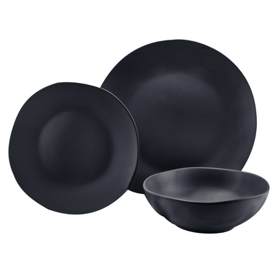 12-Piece Aspero Black Dinnerware Set