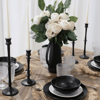 12-Piece Aspero Black Dinnerware Set