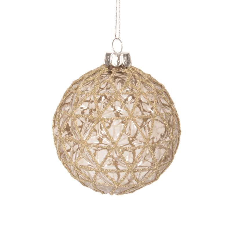 Gold Glitter Net Glass Ornament