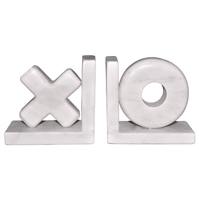 Marble X & O Bookends - Set of 2
