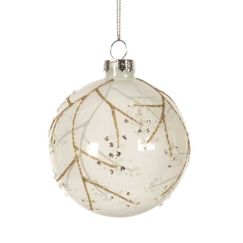 Ivory Gold Branch Glass Ornament