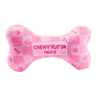 Pink Checkered Chewy Vuitton Bone Small