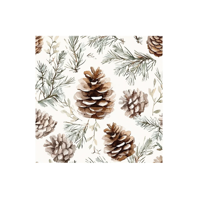 20-Piece Pinecone Firs Printed Cocktail Napkin