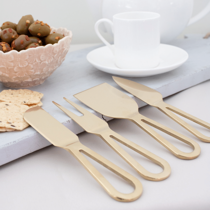 Gold Cheese Knives - Set of 4