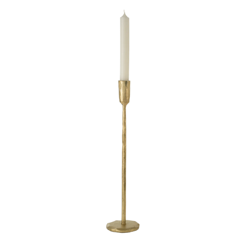 Large Gold Luna Forged Candlestick