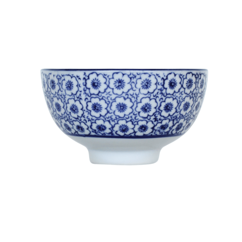 Flower Blue & White Rice Bowl