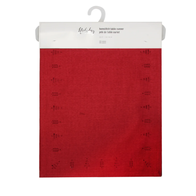 Red Tree Hemstitch Table Runner