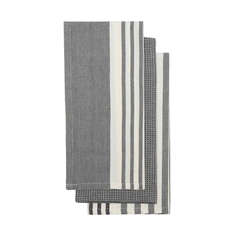 Black Urban Stripe Kitchen Towels - Set of 2