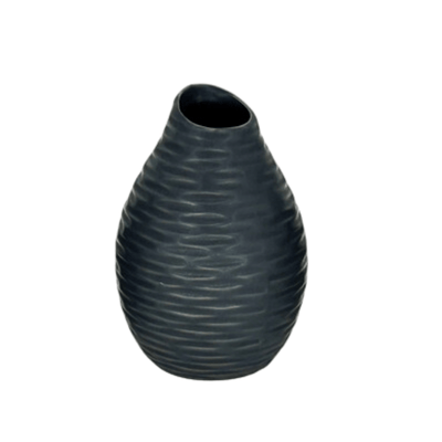Black Dash Textured Bud Vase