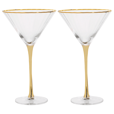 Gold Rim Optic Martini Glasses - Set of 2