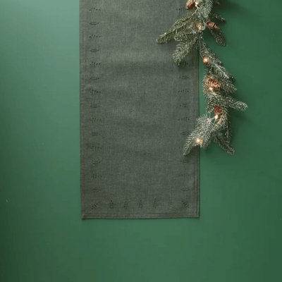 Green Tree Hemstitch Table Runner