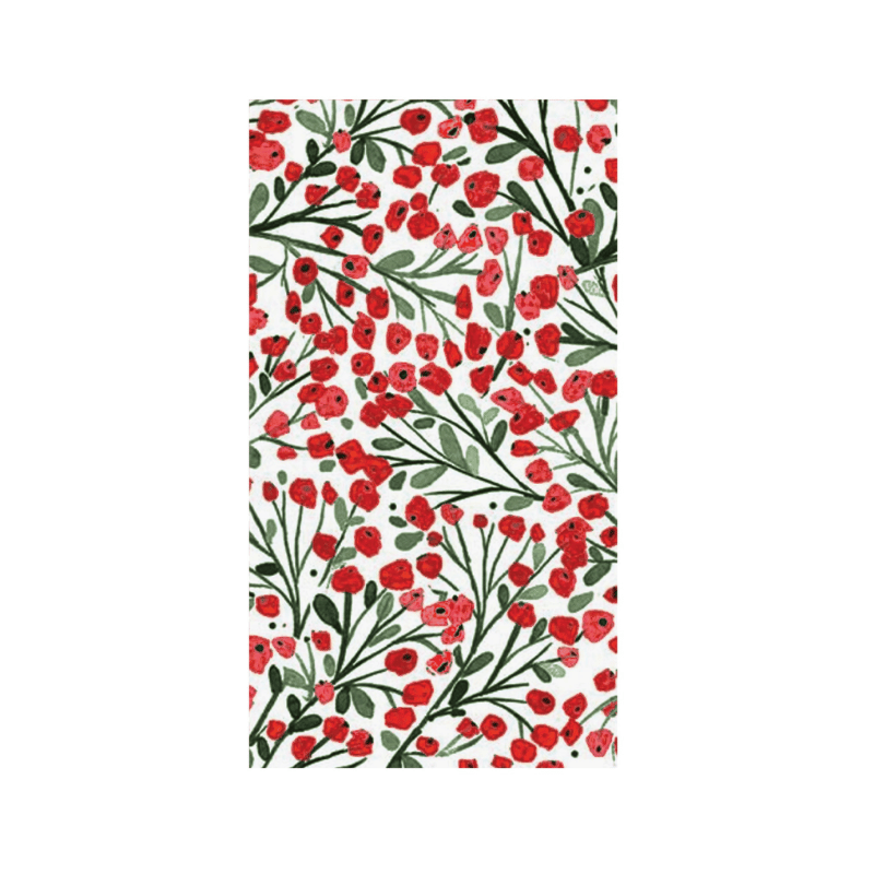 16-PC Winter Red Berry Printed Guest Napkin