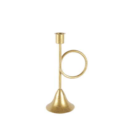 Small French Horn Foil Accent Taper Candle Holder