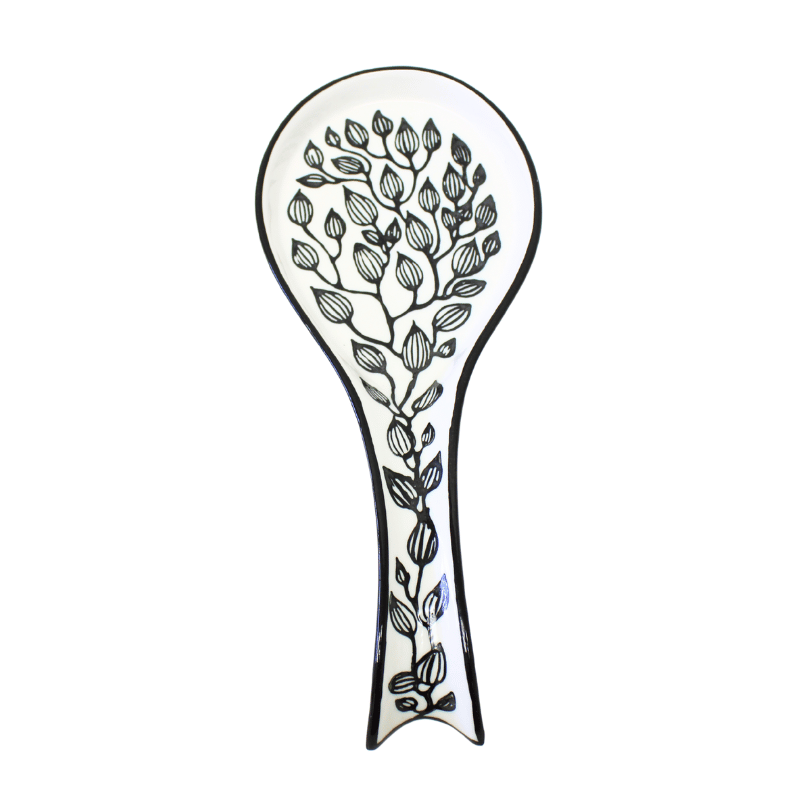 Black & White Leaves Spoon Rest