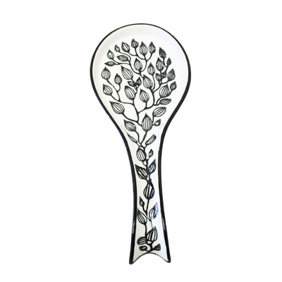 Black & White Leaves Spoon Rest