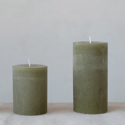 3" x 4" Pleated Pillar Candle, Olive